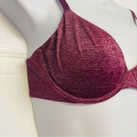 Victoria’s‎ Secret Unlined Semi Demi Underwire Bra Size 32C Burgundy Space Dye - Picture 2 of 9